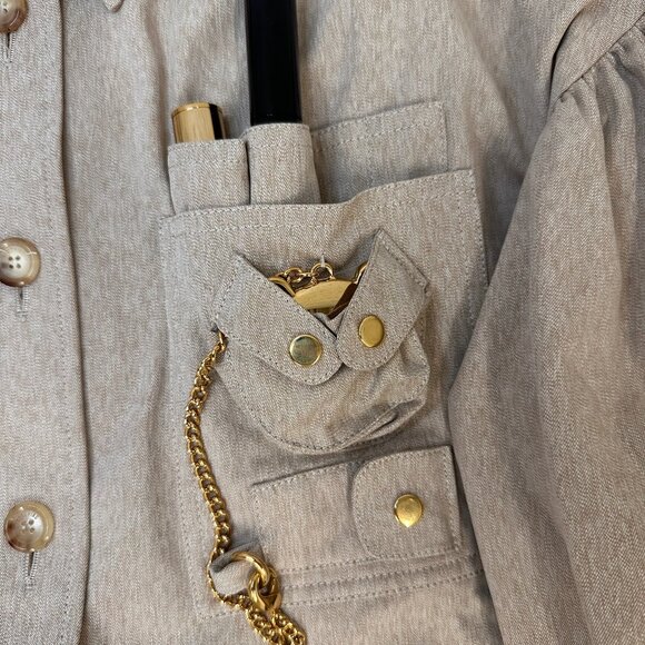 AW21 MOSCHINO Couture Jeremy Scott Beige Gabardine Survivor Kit Tools Dress - Picture 7 of 16